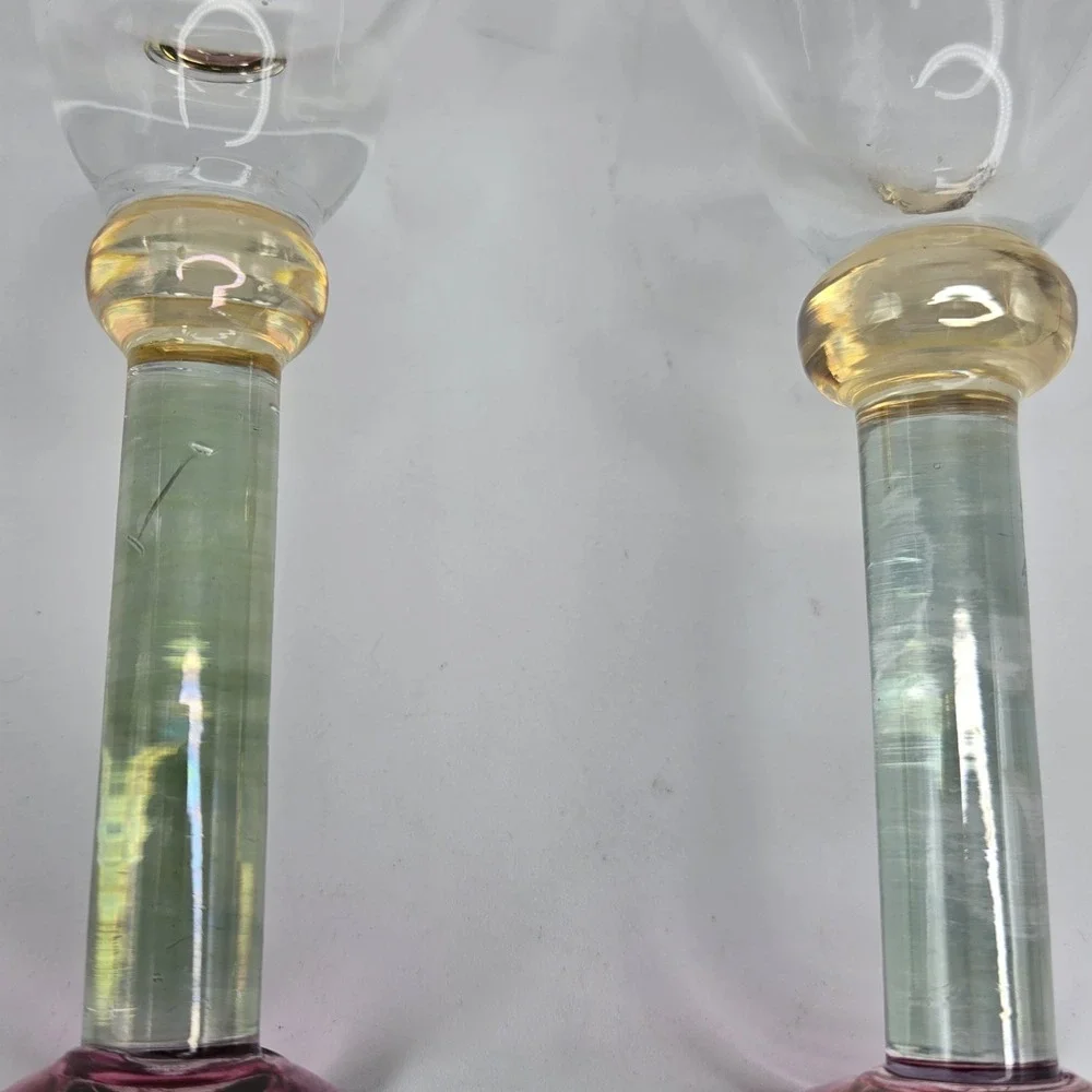 Andoas By Sasaki Handcrafted Multi-colored Crystal Water Goblets Set of 2‎